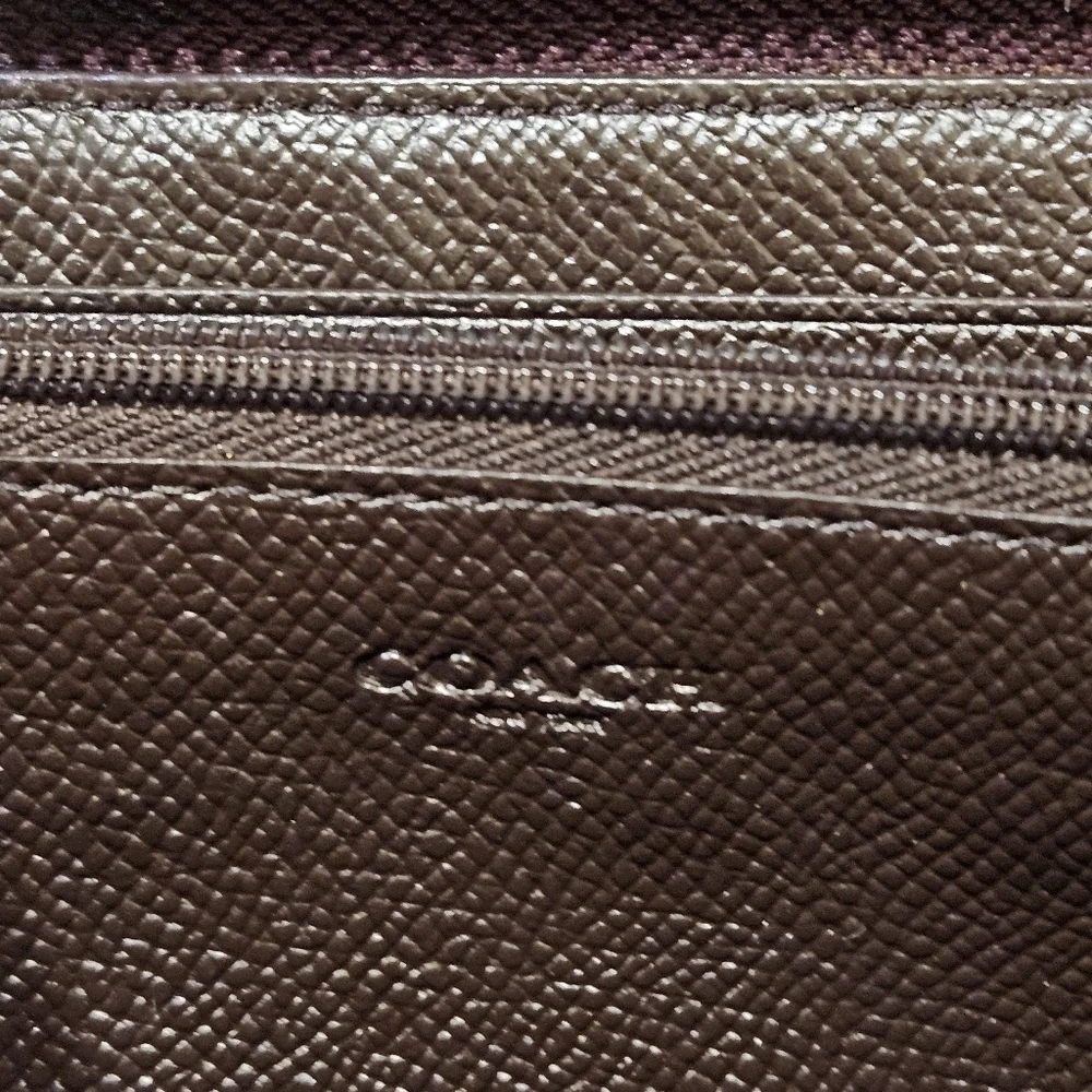 Coach Shiny Plum Purple Zip Accordion Wallet Full Size Organizer RARE